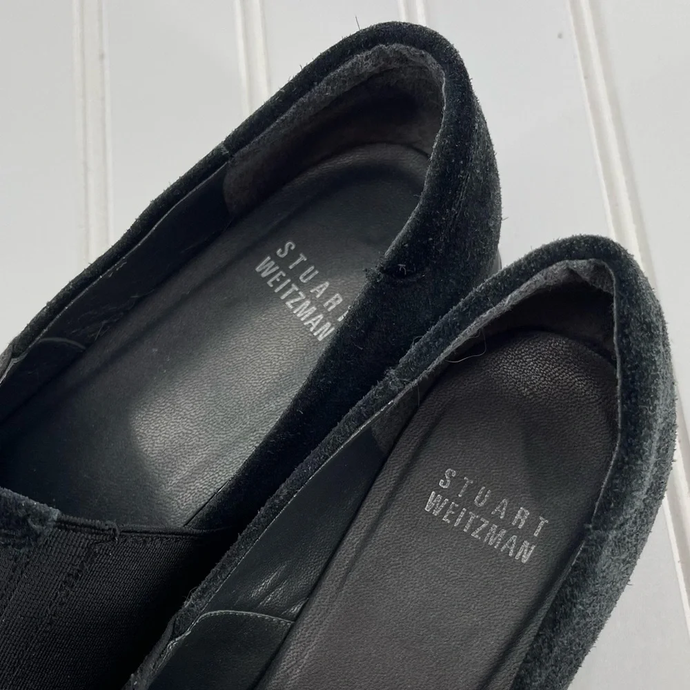 STUART WEITZMAN BLACK GOFORTH SUEDE WEDGE SLIP-ON SIZE 7